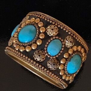 Turquoise and Gold Women's Bracelet